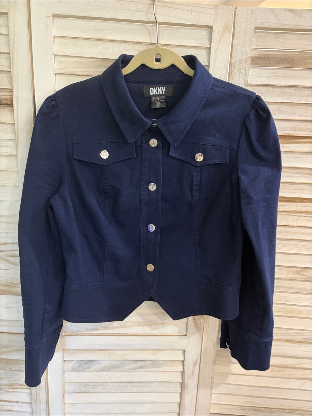 DKNY Navy Button-Front Denim Jacket